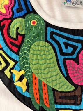 Indios by Siamarmola Costa Rican Parrot Yoke White Shirt Handmade Vintage